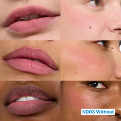 Fwee airbrushed blush lip application shows soft pigment and effortless blend.