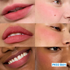 fwee Blurry Pudding Pot lip swatch demonstrates natural soft-matte lip finish.