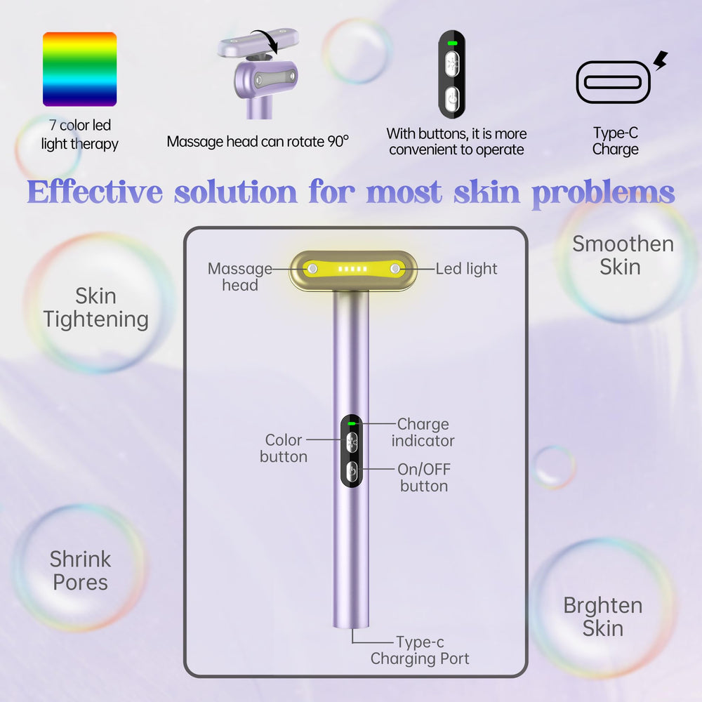 Fxtiaa bâton lumière rouge ergonomique pour routine spa à domicile
