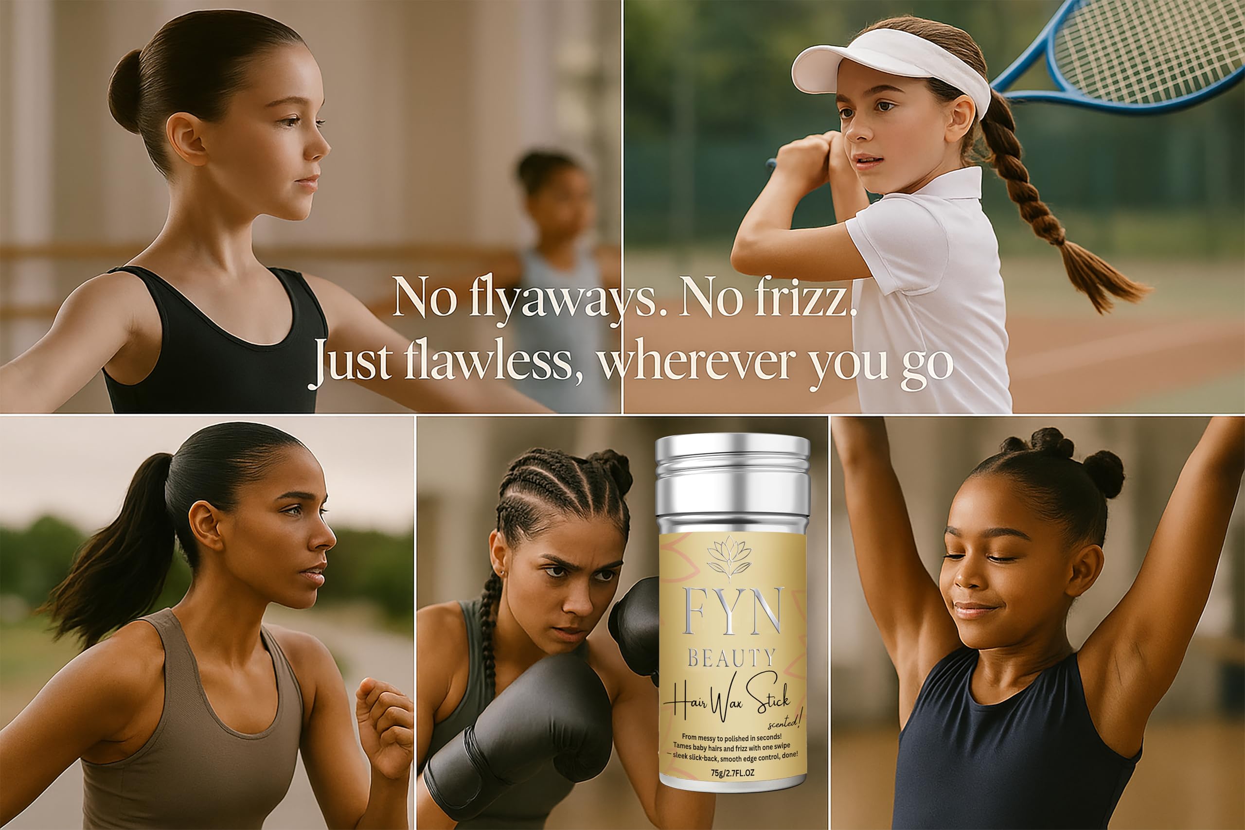 FYN Beauty Wax Stick moisturizes while taming flyaways for a polished look.