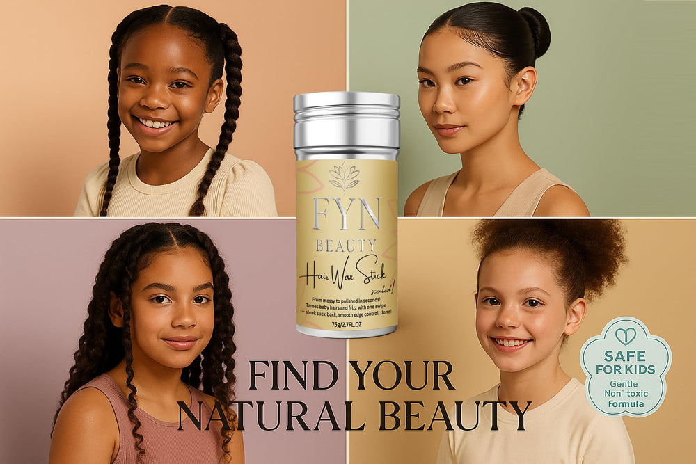 FYN Beauty Hair Wax Stick with Vitamin E, Shea Butter, Grapeseed Oil nourishes.