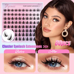 Fyonas manga-cluster lashes with clear thin band for lightweight wear