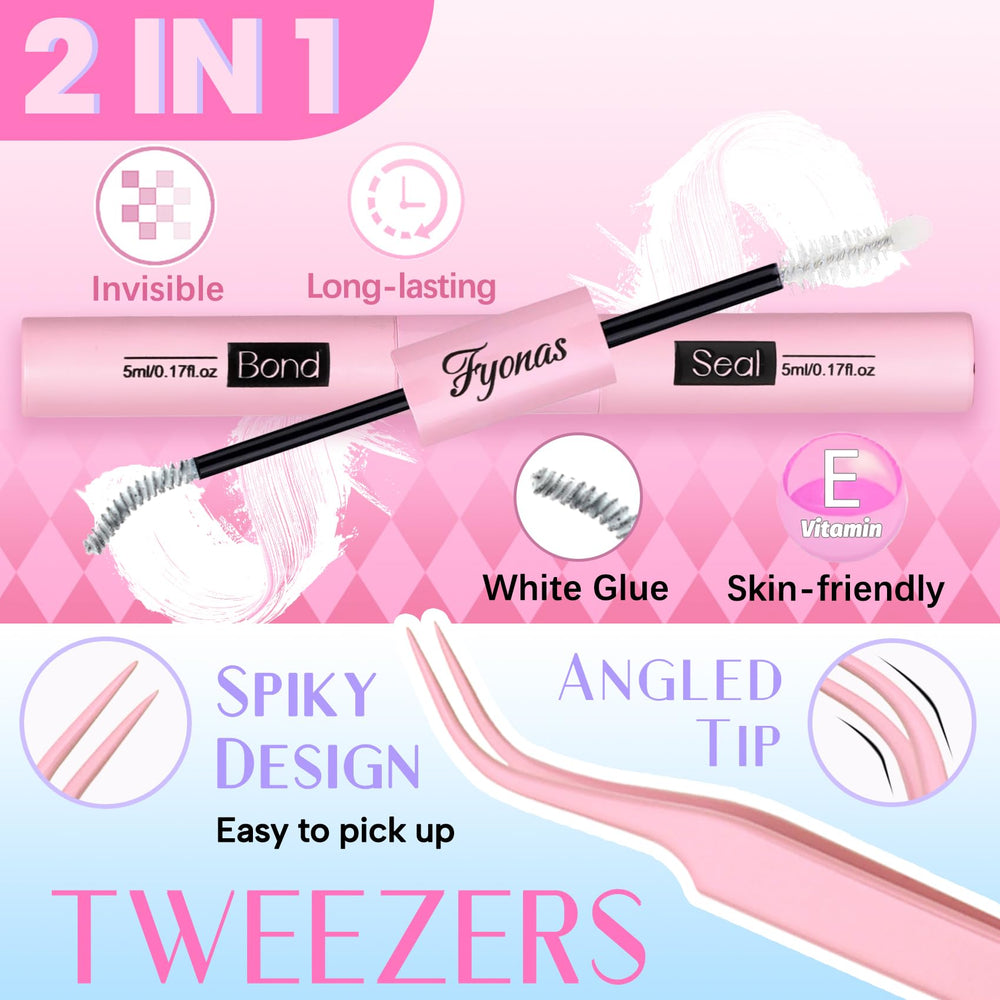 Fyonas lash cluster tweezers provide precise placement for clean application.