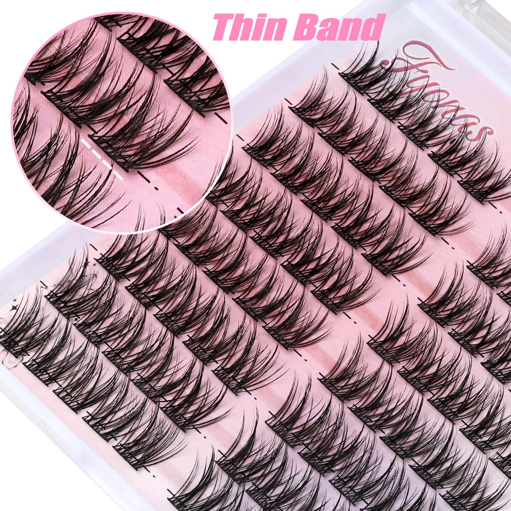 Fyonas Wispy Lash Clusters imported fibers offer soft texture and durability