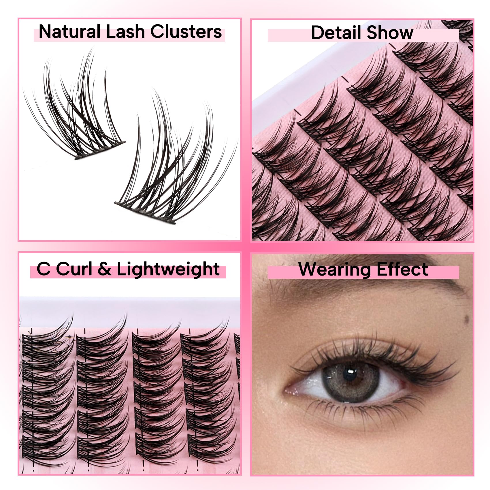 Fyonas Wispy Lash Clusters lightweight band for comfortable all-day wear