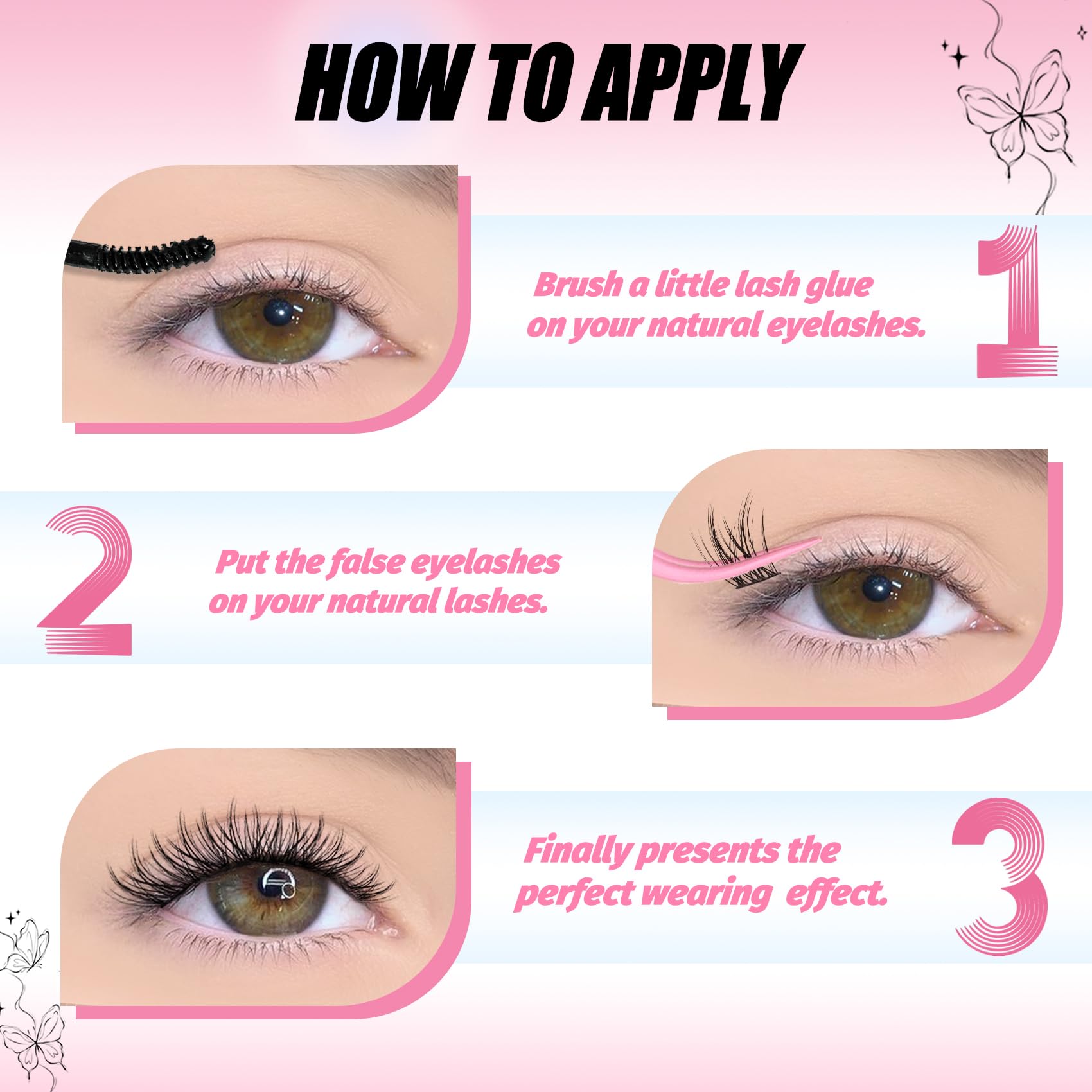 Fyonas Wispy Lash Clusters 11-13mm set for DIY lash styling
