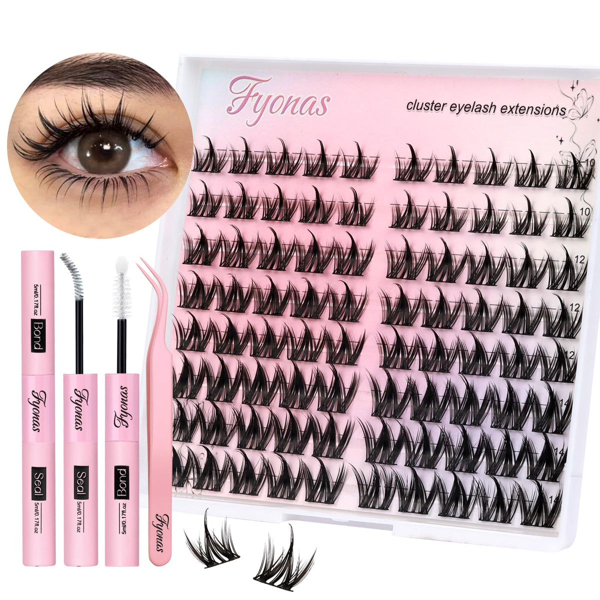 Fyonas Manga Lash Clusters Kit—80pcs for an effortless natural look.