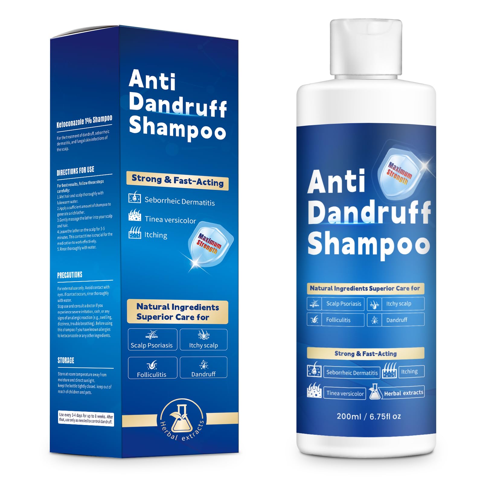 FYZMTL anti-dandruff shampoo bottle supports flakes control.