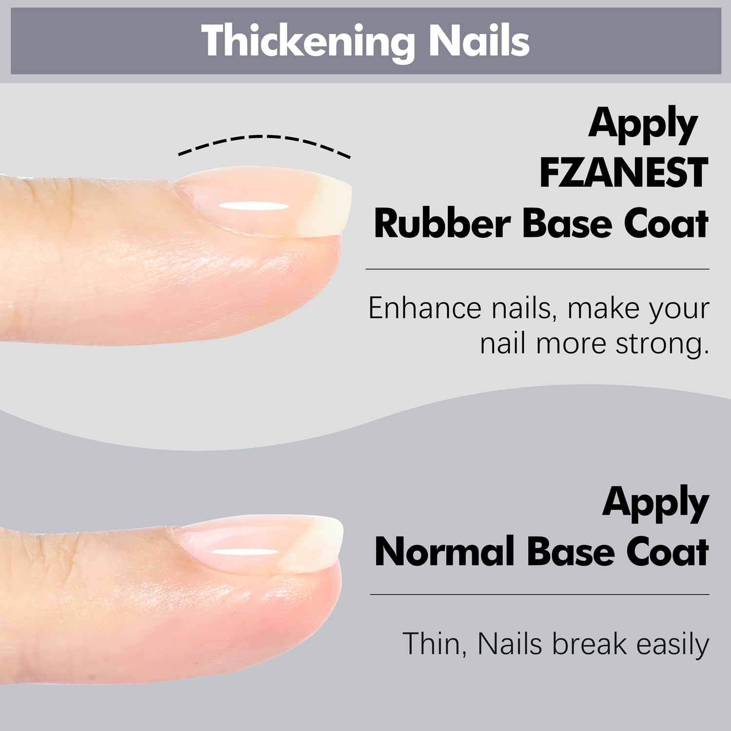 FZANEST Nail strengthener gel fortifies nails and smooths surfaces.