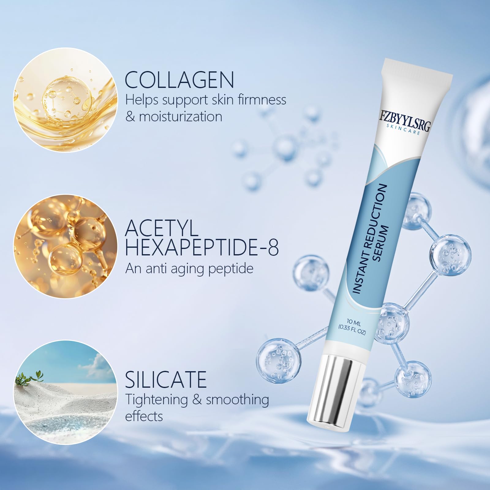 FZBYYLSRG Rapid Reduction Eye Serum smooths wrinkles around the eyes for a younger look.