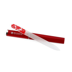G.Liane premium glass nail file with case in rose red for precise shaping