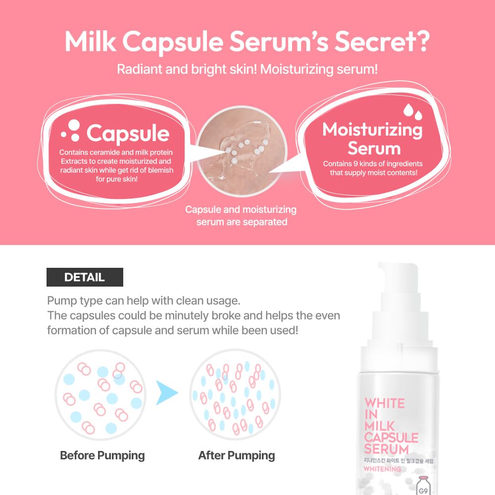 G9SKIN White In Milk Capsule Serum ingredients milk protein highlight.