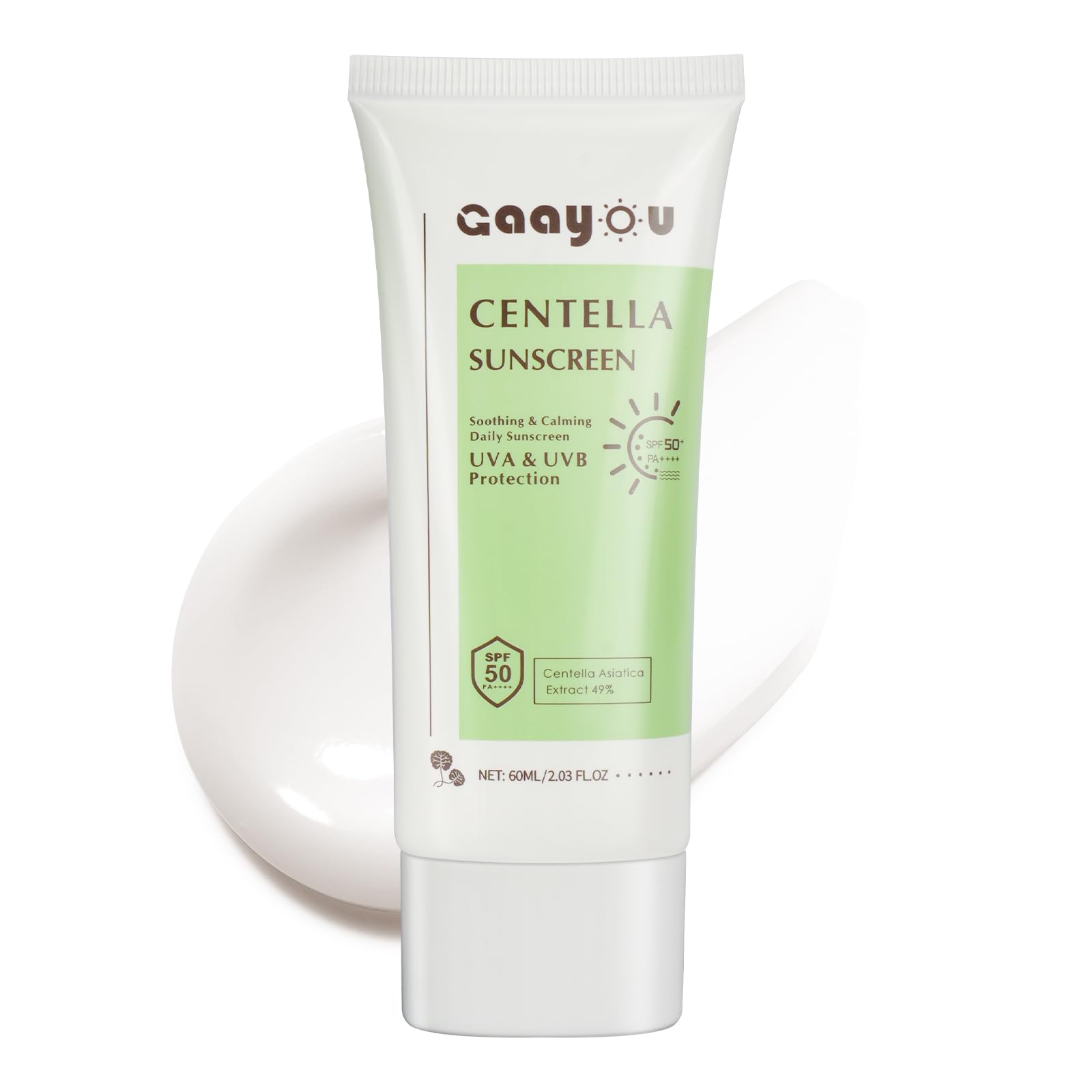 Gaayou Centella Sunscreen SPF50 bottle ready for daily outdoor protection with a light feel