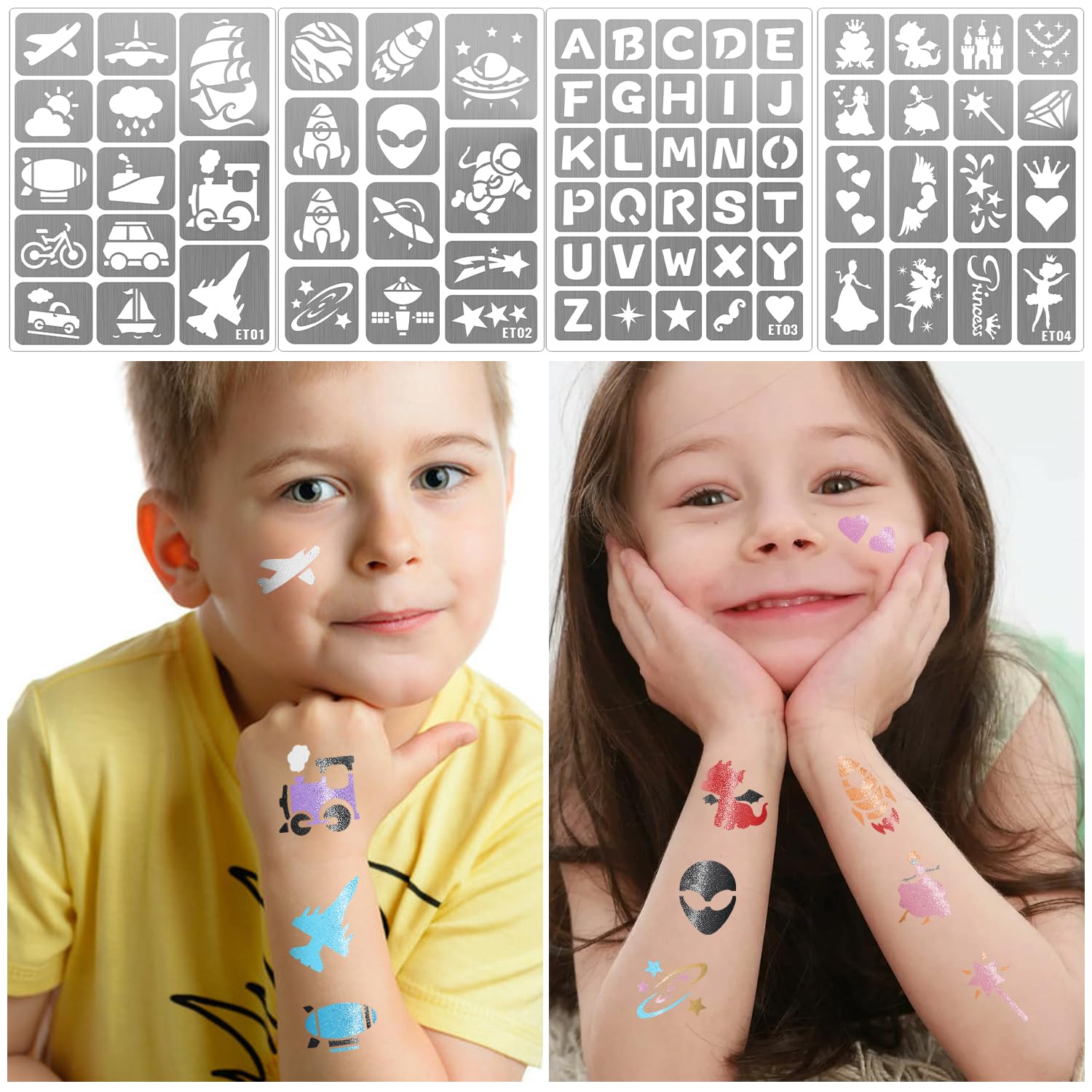 Gabizafia 183pcs stencils featuring butterflies for bright, easy body art.