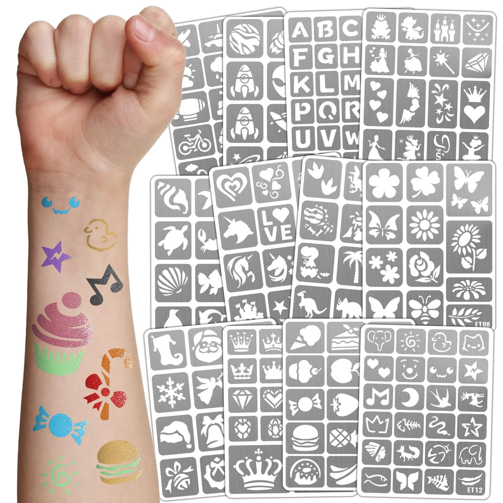 Gabizafia 183pcs face paint stencils with dinosaurs for quick party designs.