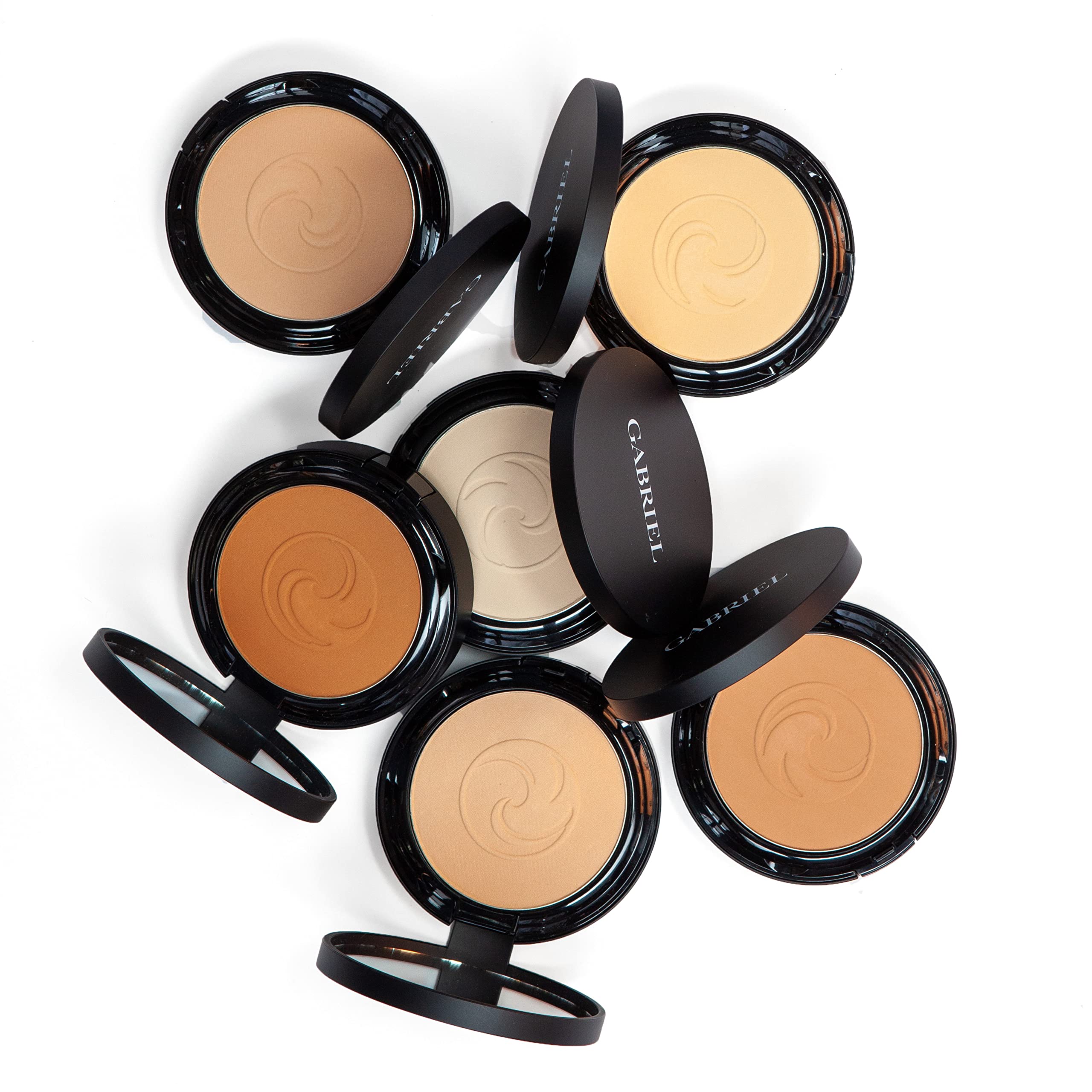 Application demo showing light, even coverage with Gabriel Cosmetics powder.