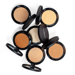 Application demo showing light, even coverage with Gabriel Cosmetics powder.