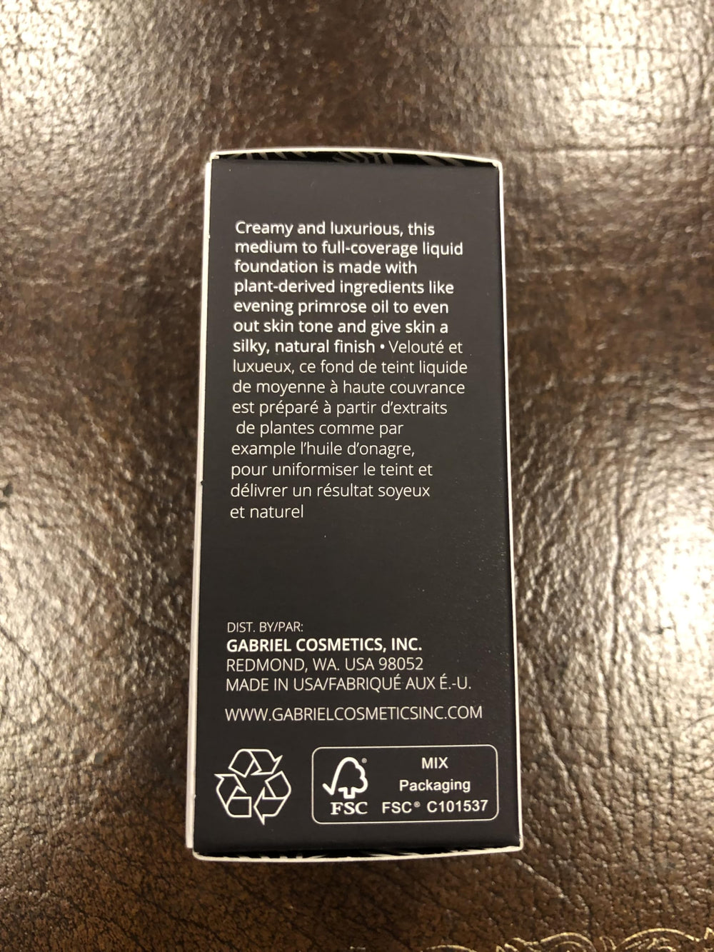 Gabriel Cosmetics liquid foundation ingredient close-up with natural infusion.