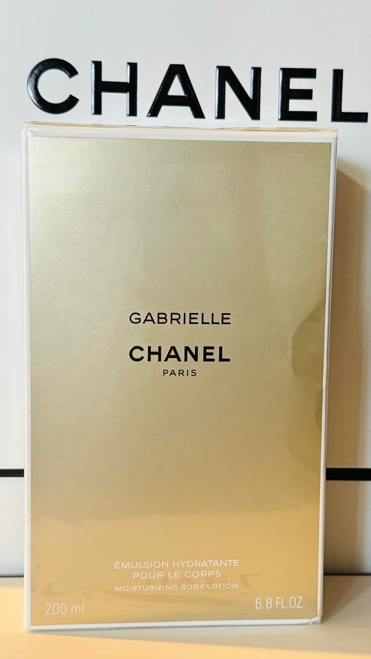 Gabrielle Chanel body lotion bottle for hydrating skin and fragrance ritual.