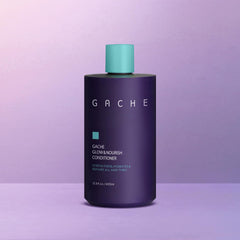 Gache Glow & Nourish conditioner texture close-up shows slip for easy detangling.