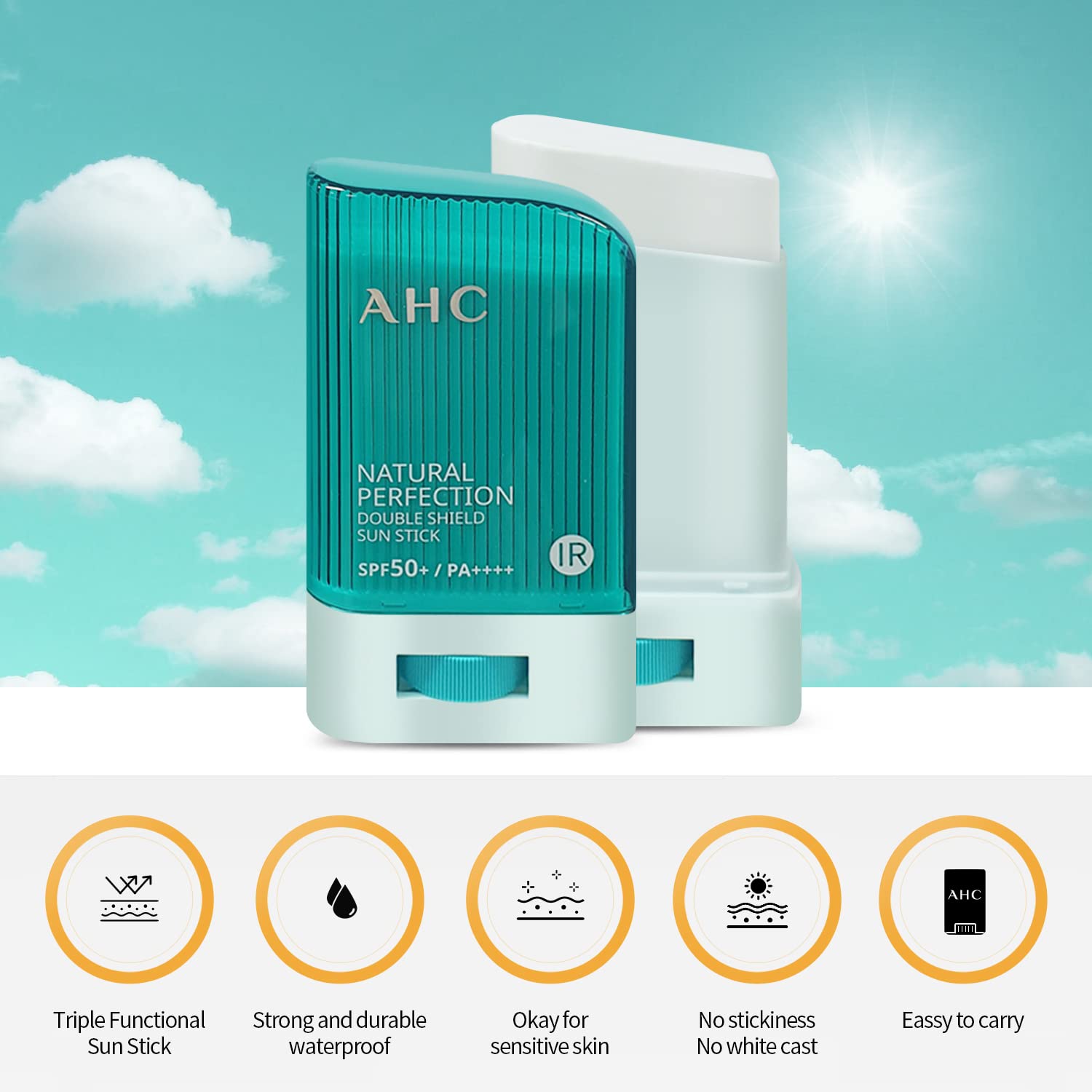 Gadi Place AHC sunstick green twist-up action for easy reapplication