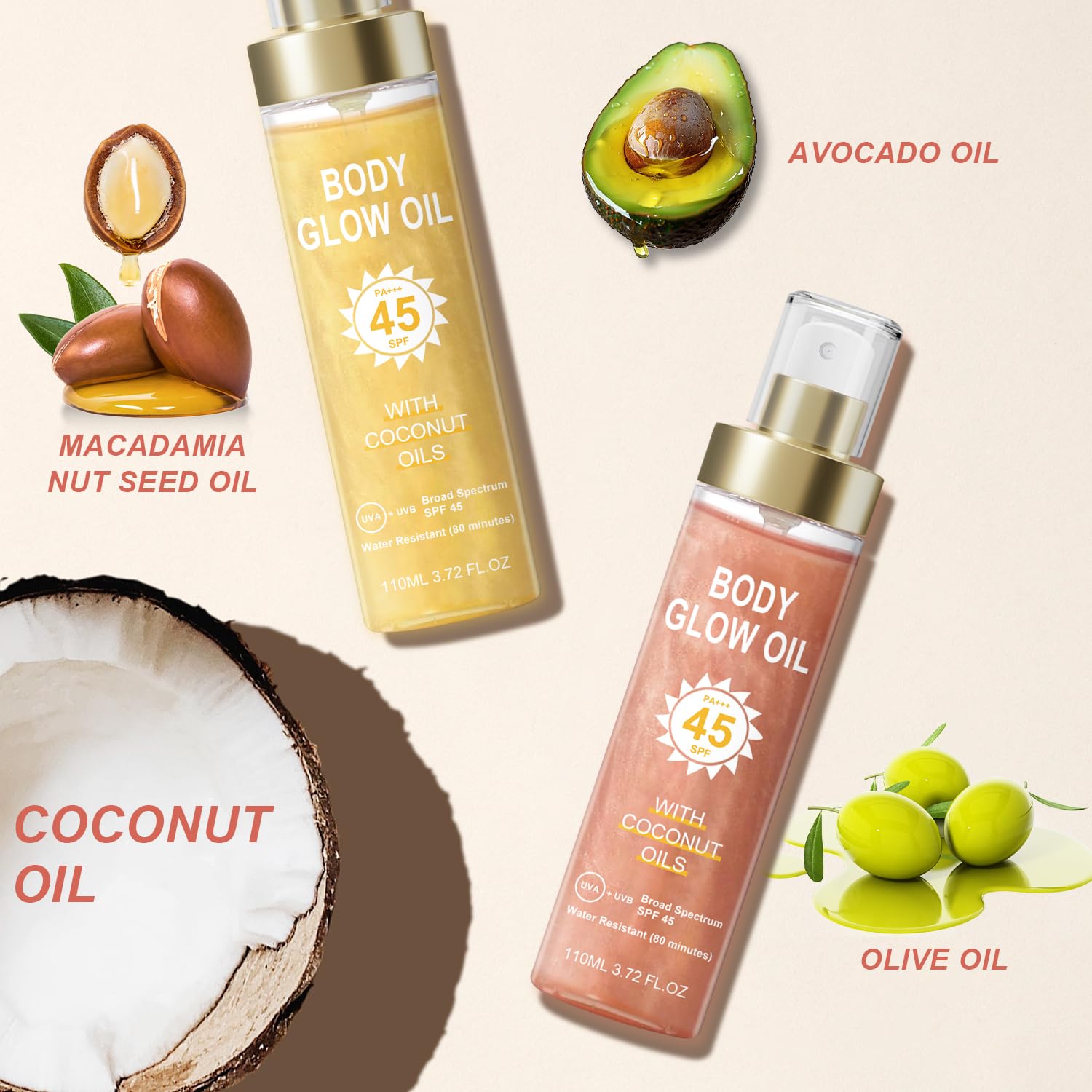 GADMLURY Macadamia and Coconut Oil nourish and hydrate skin.