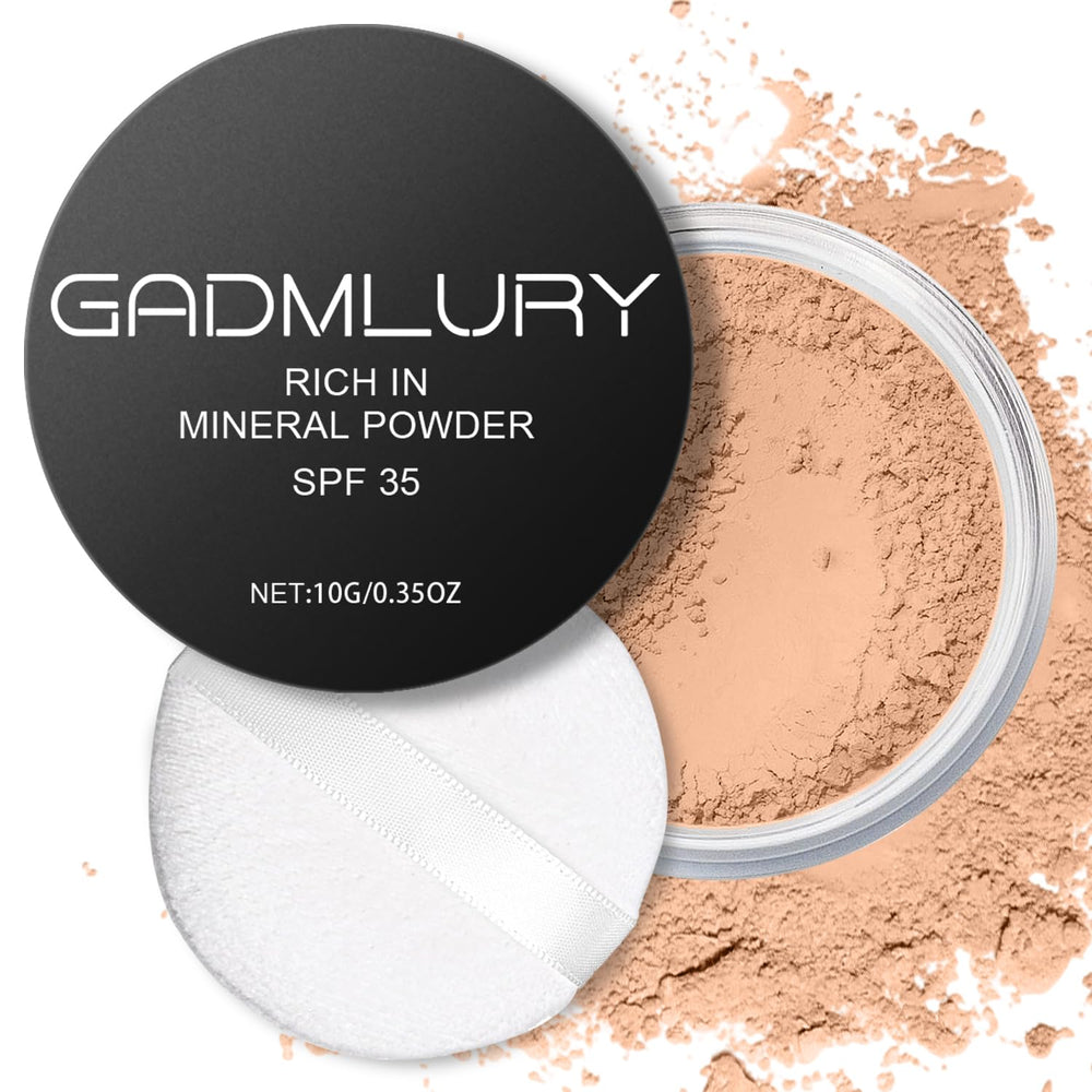 GADMLURY Mineral Powder Foundation SPF 35 compact for a natural glow and sun protection.