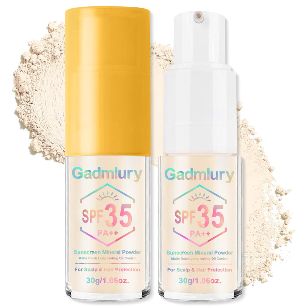 GADMLURY mineral sunscreen powder bottle for on-the-go scalp protection