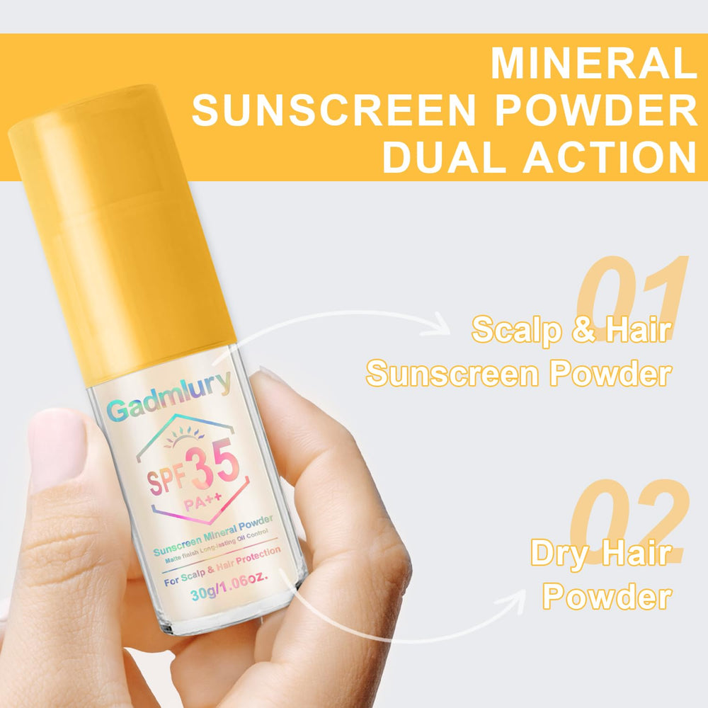 GADMLURY mineral powder protects the scalp with SPF 35 PA++ outdoors
