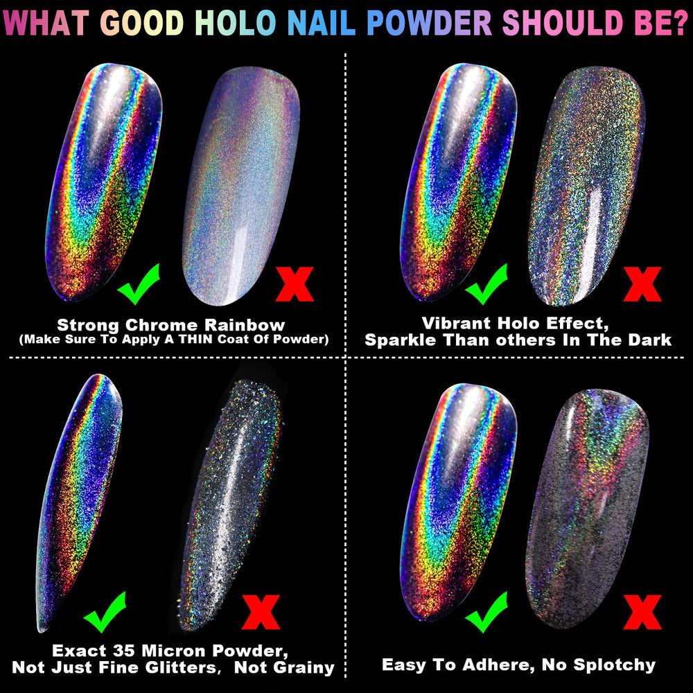 Close-up of buffing technique showing better adhesion and vibrant holo payoff