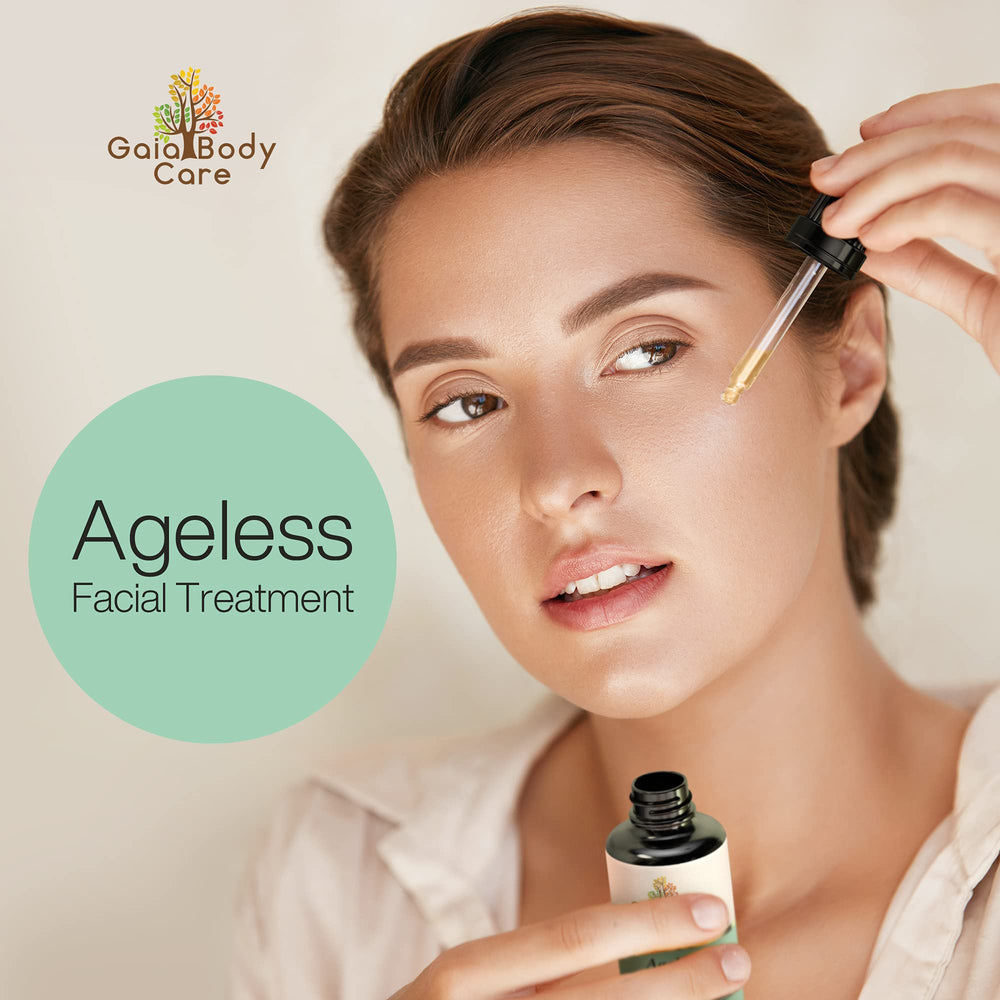 Gaia Body Care face routine night application for smoother skin.