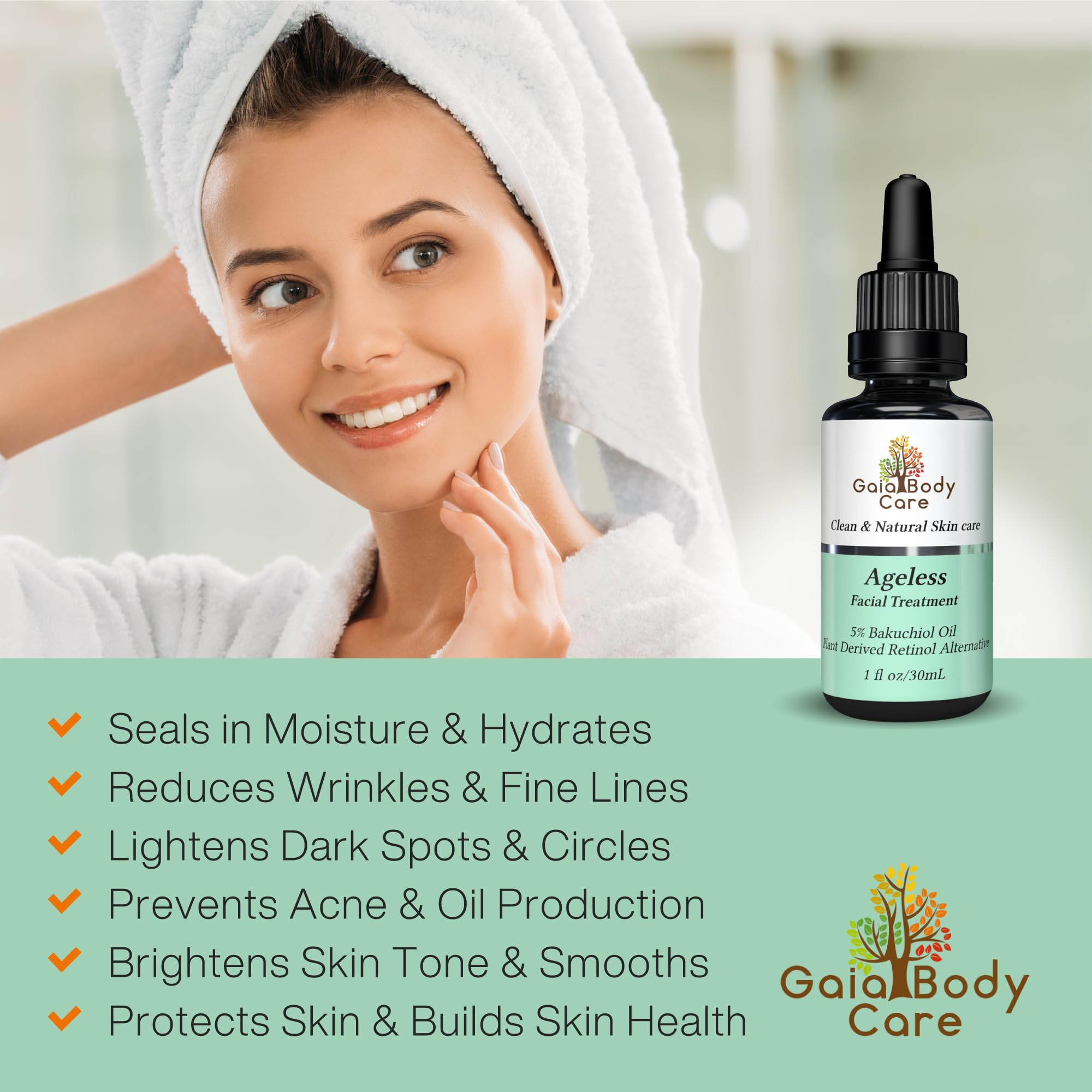 Gaia Body Care ingredients organic oil blend supports natural nourishment.