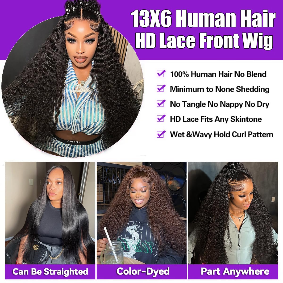 Gaishi natural black deep wave texture on model for versatile styling
