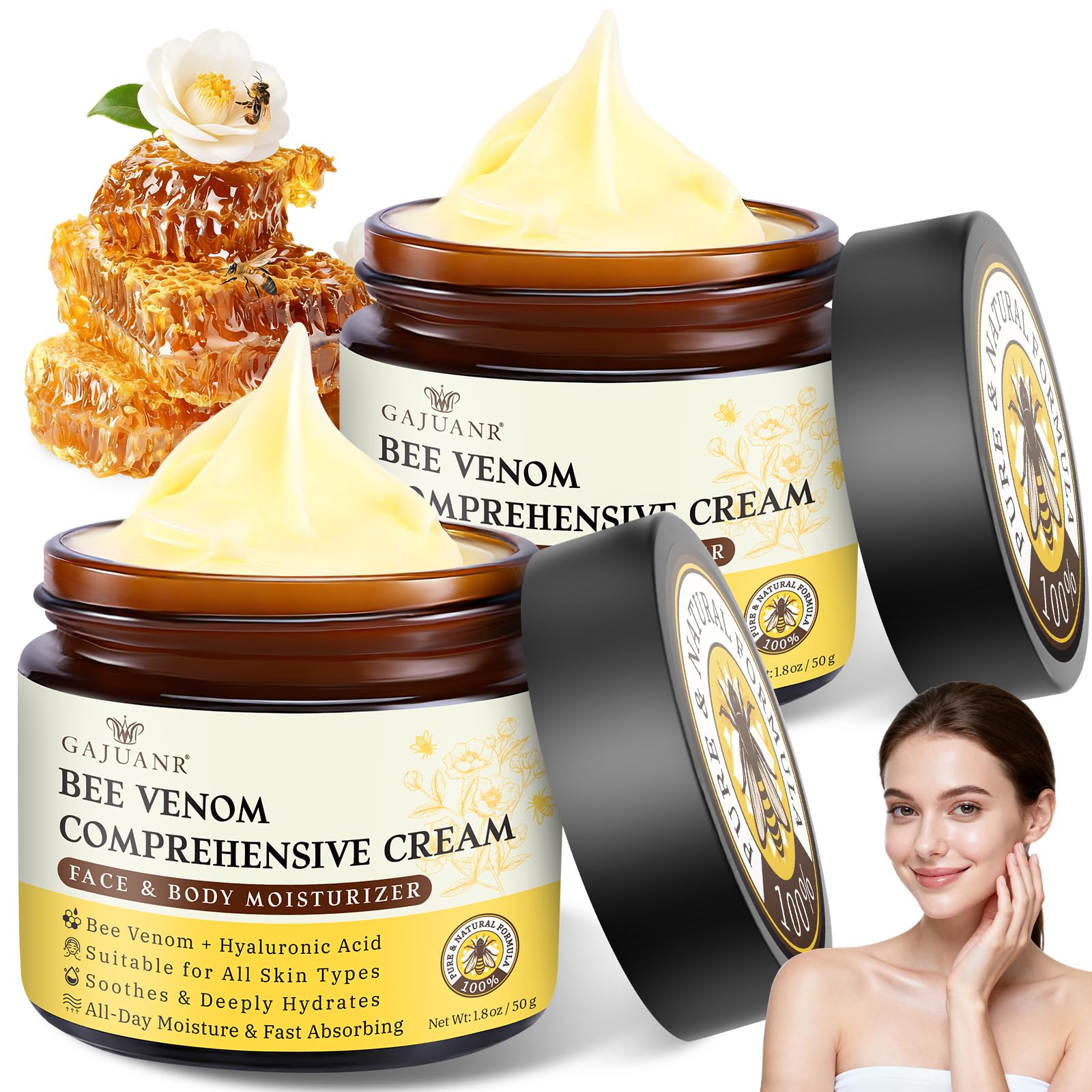 GAJUANR Venin d'Abeille crème visage, hydratation douce et durable.