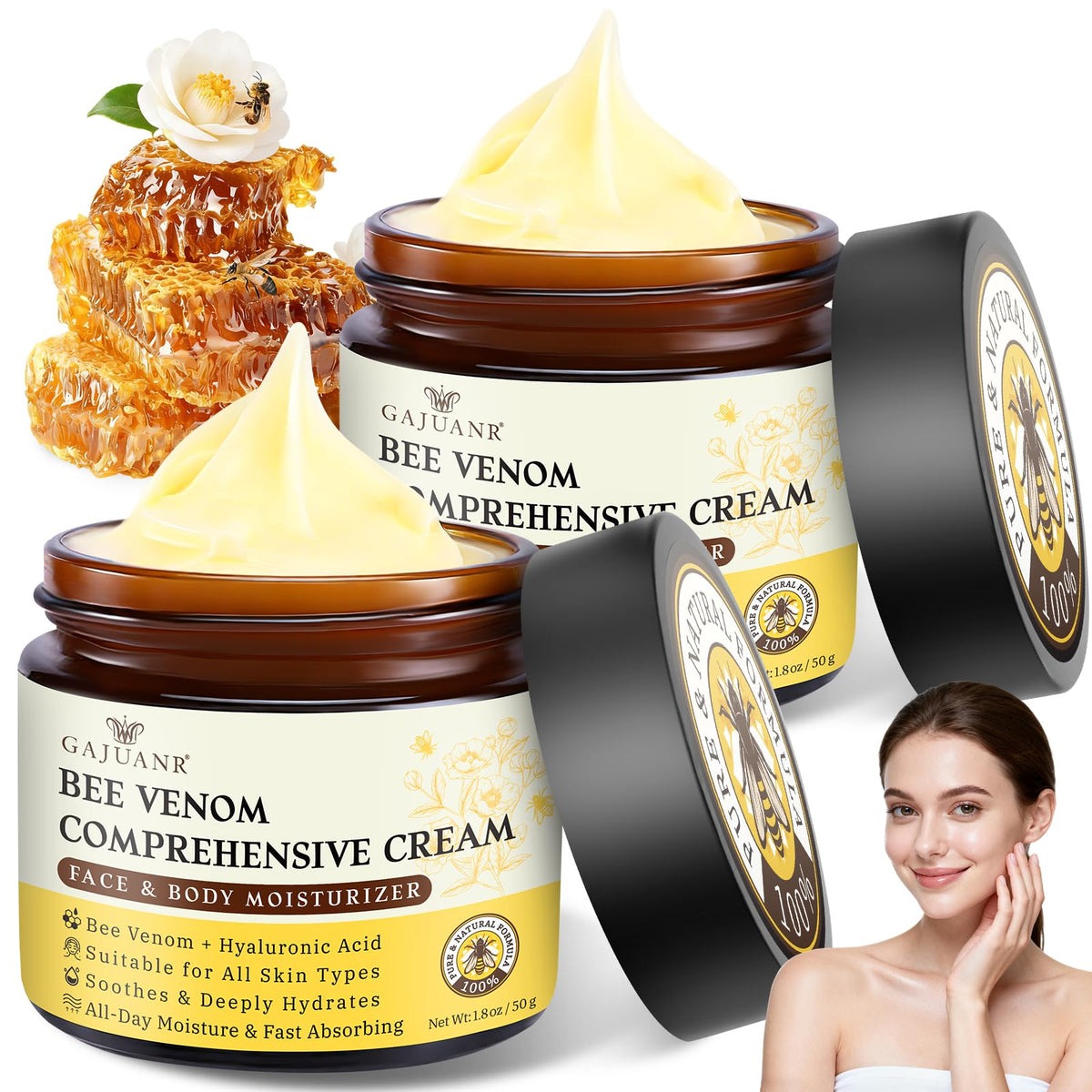 GAJUANR Venin d'Abeille crème visage, hydratation douce et durable.
