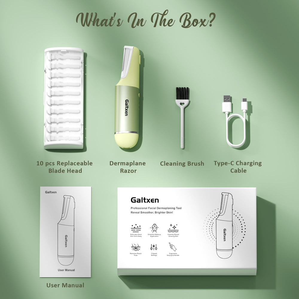 Galtxen close-up demo shows precise, safe dermaplaning.
