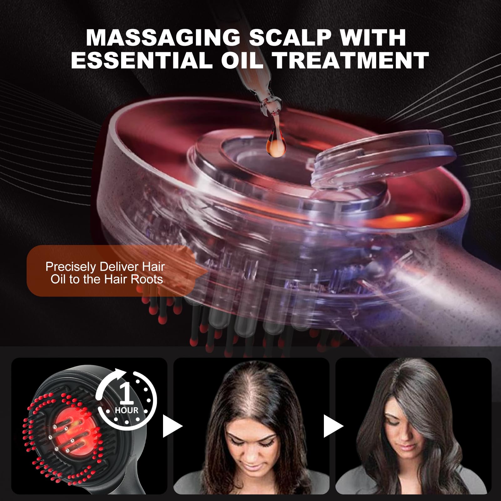 GANOEL 72-teeth oil applicator gently massages while delivering nutrients to the roots.