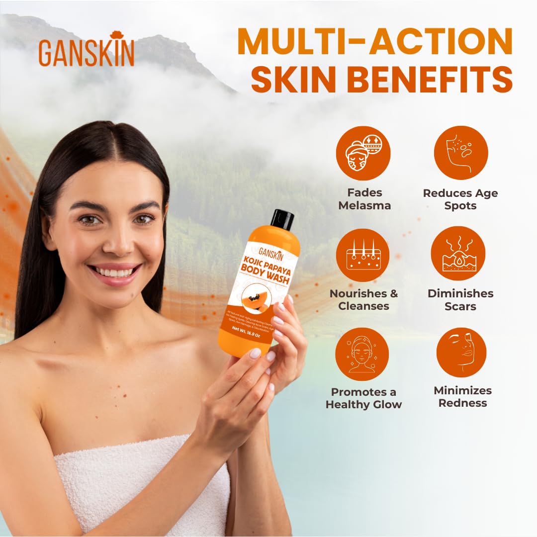 Ganskin Kojic Papaya Body Wash lather ready to brighten body skin.