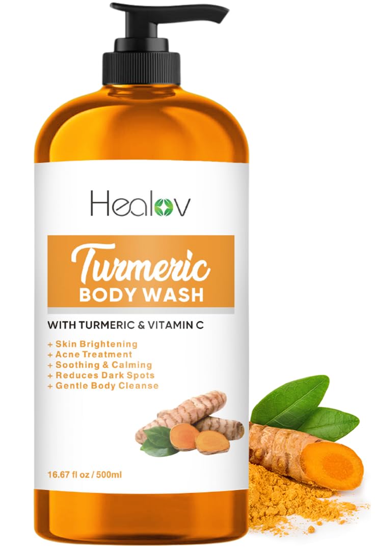 Ganskin Turmeric Body Wash bottle pour shows brightening cleanse for daily use
