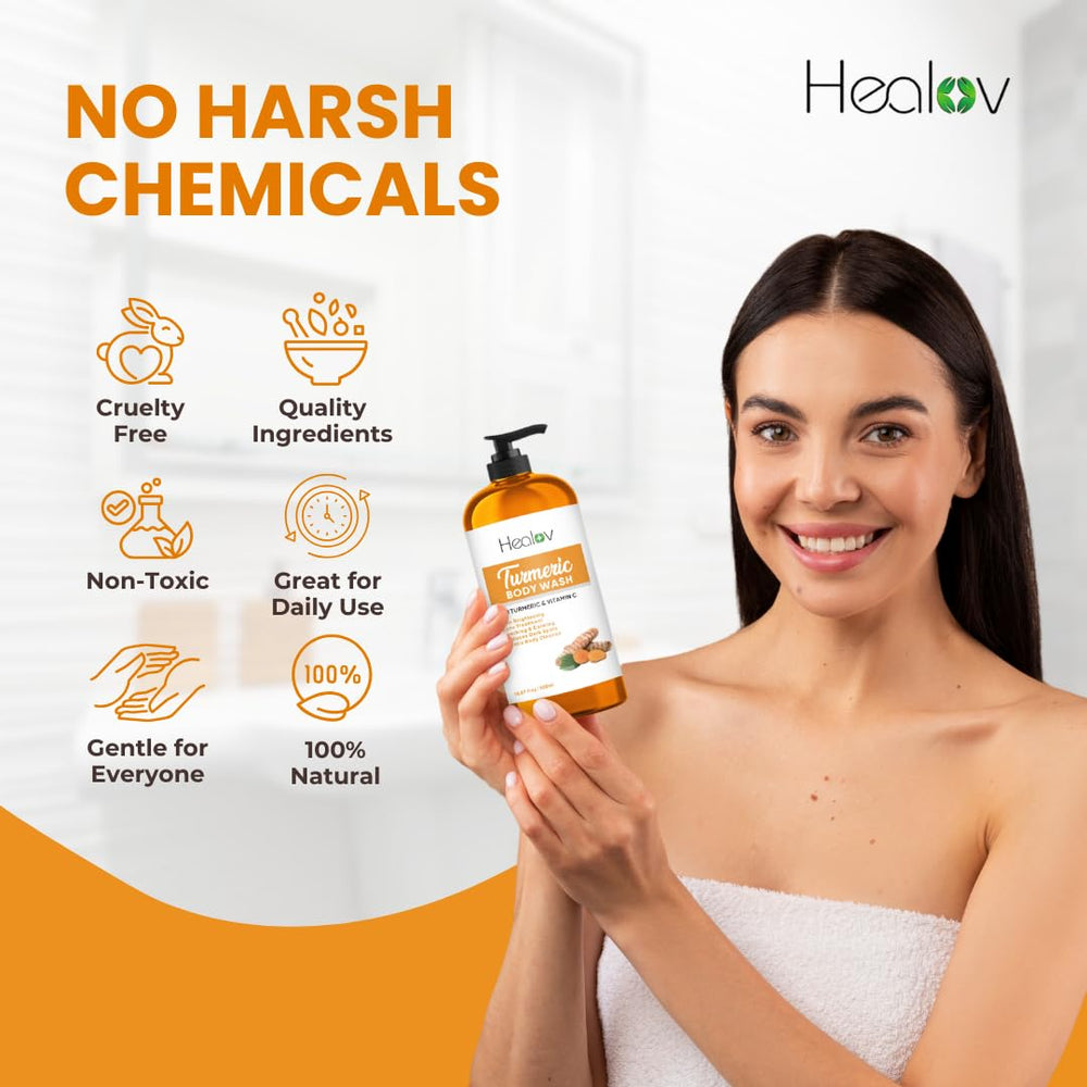 Fresh glowing skin after using Ganskin turmeric body wash