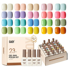 GAOY 23-piece gel nail kit with pastel macarons colors for at-home nails