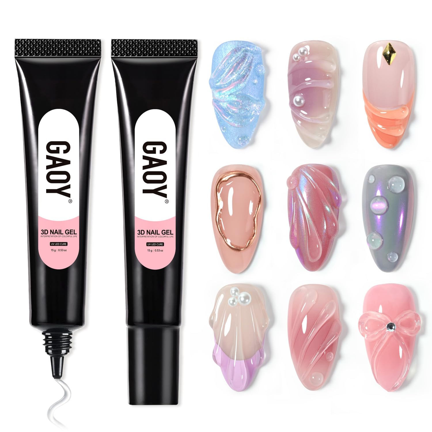 GAOY 2Pcs 3D Nail Gel clear sculpting for crisp at-home nail art results