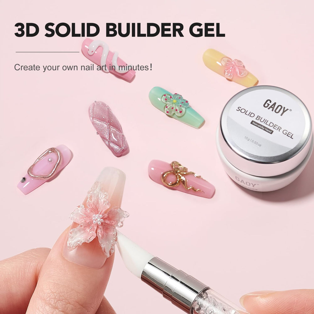 GAOY 3D sculpting gel bottle shows bold, customizable nail art shapes