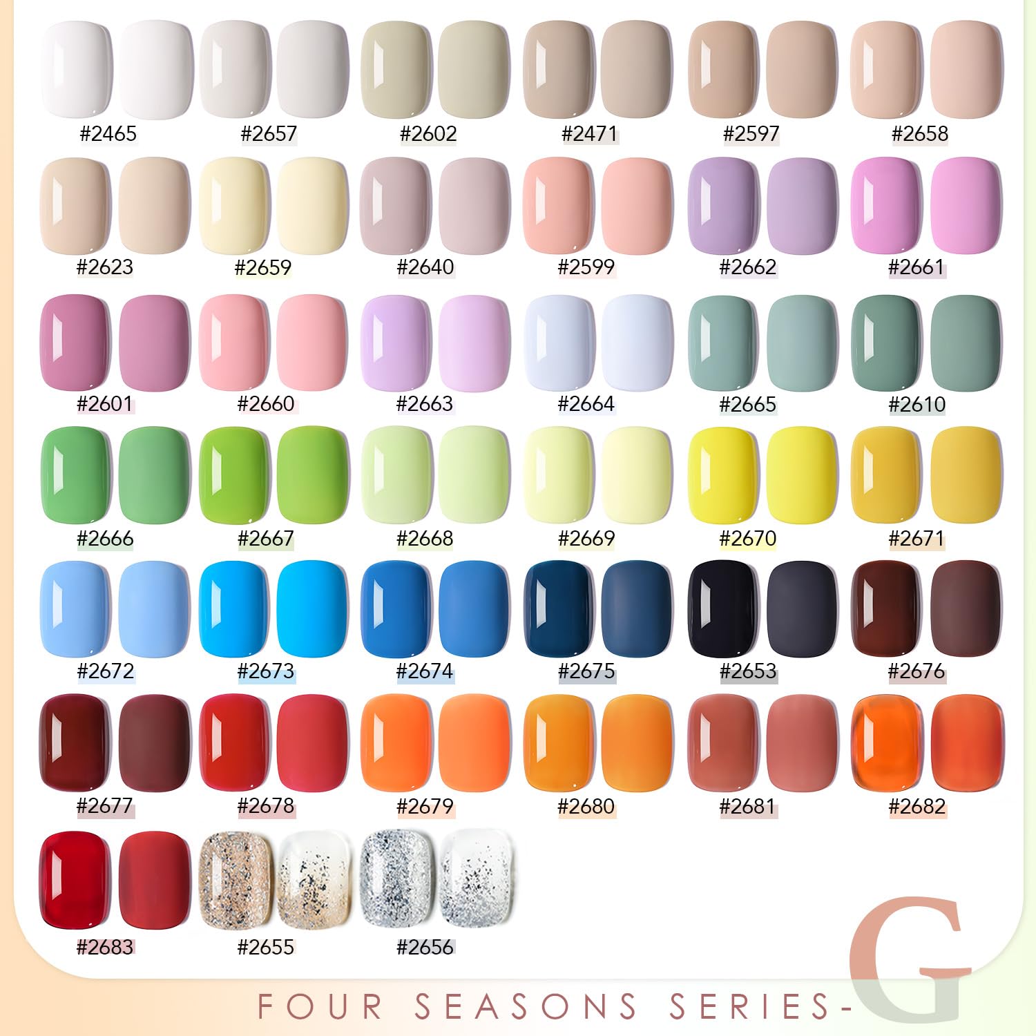 GAOY color swatches display diverse all-season shades for inspiration.