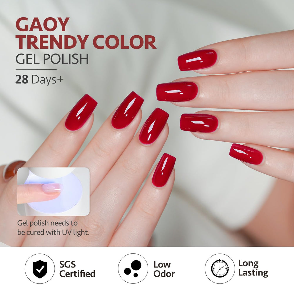 GAOY UV-curable formula cured in 60 seconds for quick manicures.