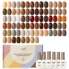 GAOY 42 Pcs Gel Nail Polish Kit with color swatches for a salon-ready fall look at home.