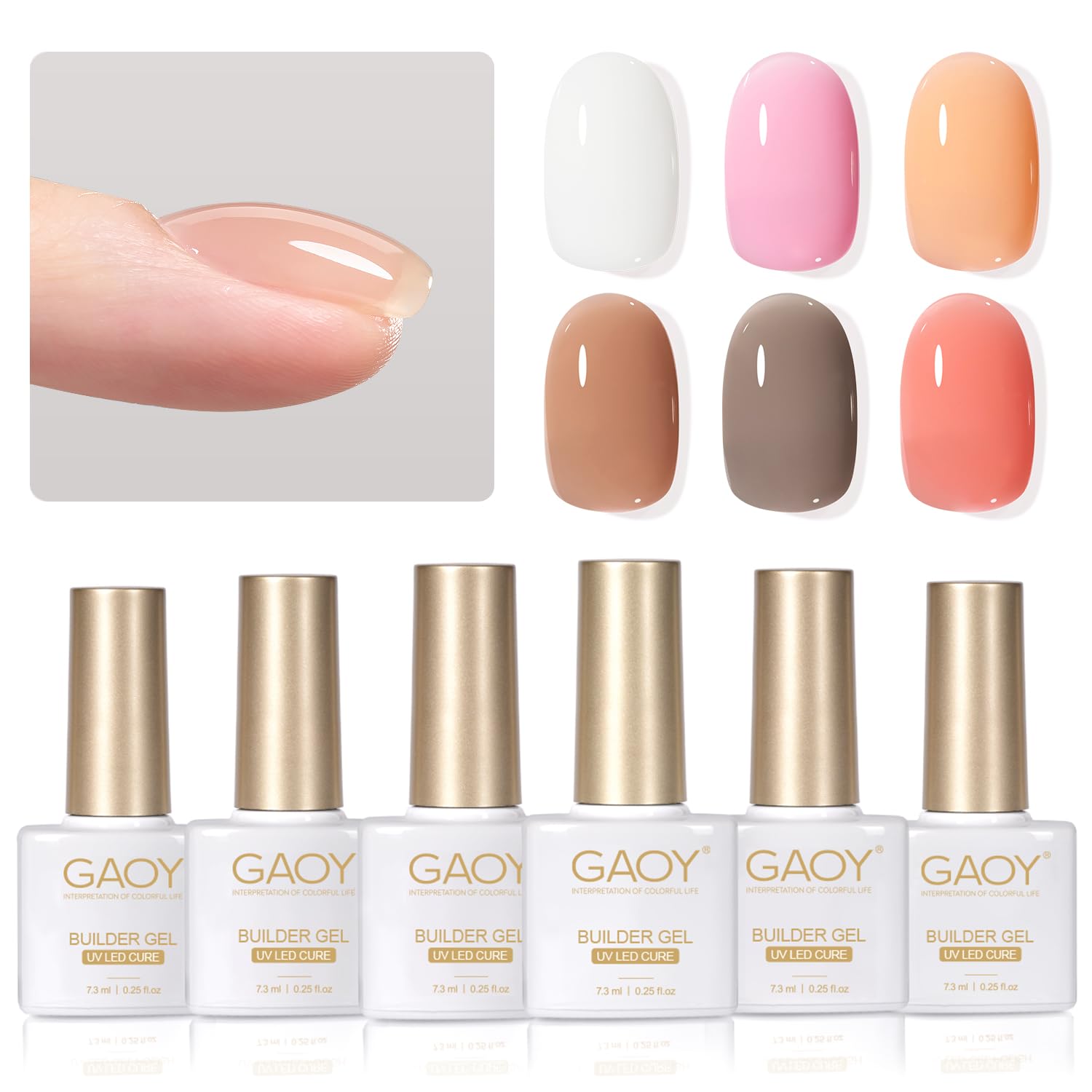 GAOY 6-color builder gel in milky white for natural, durable nails at home.