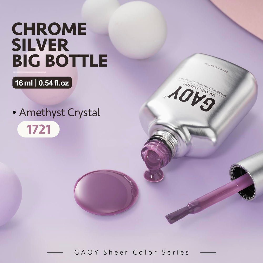 GAOY amethyst crystal-inspired label and color vibe