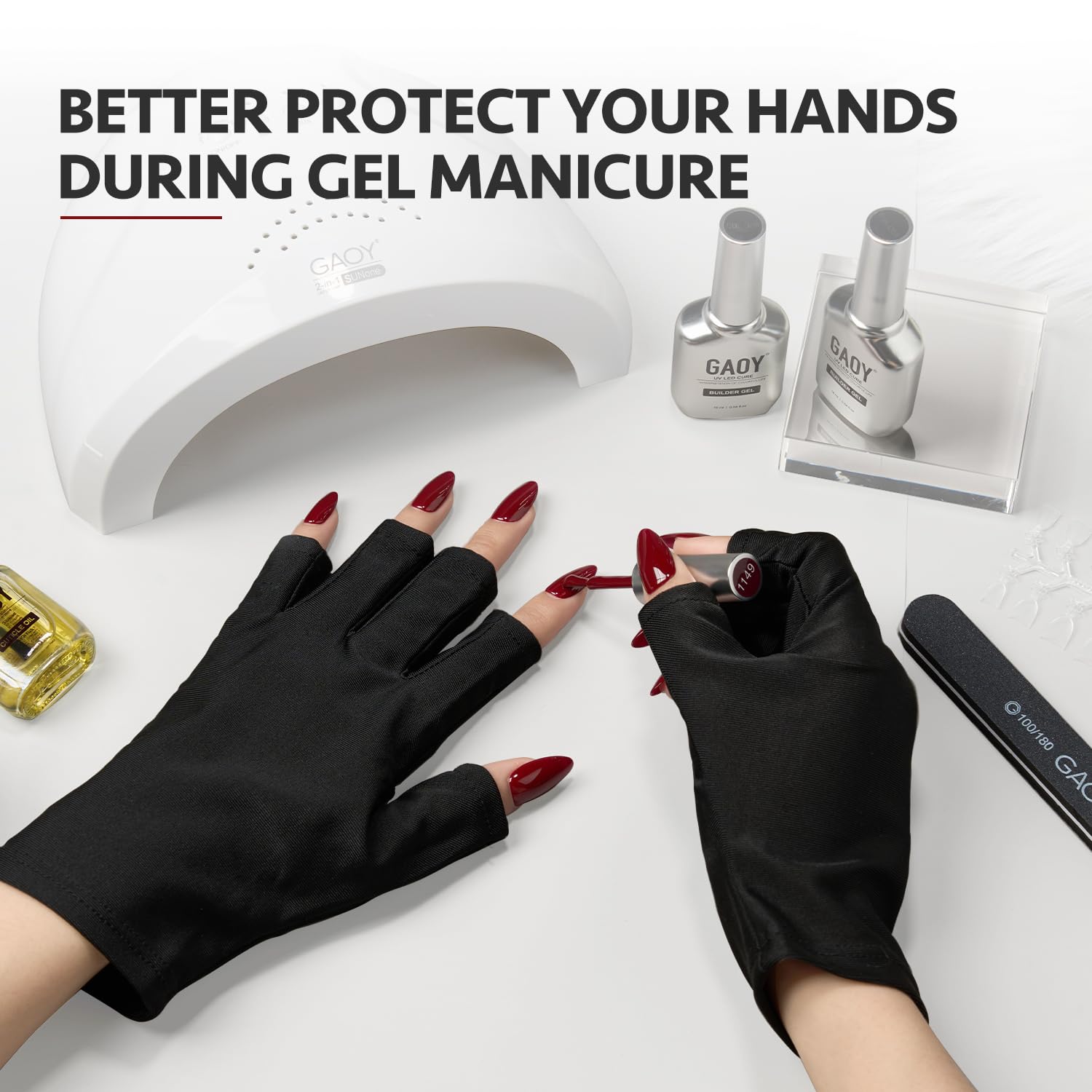 GAOY gloves feature soft lycra fabric for comfortable nail art sessions