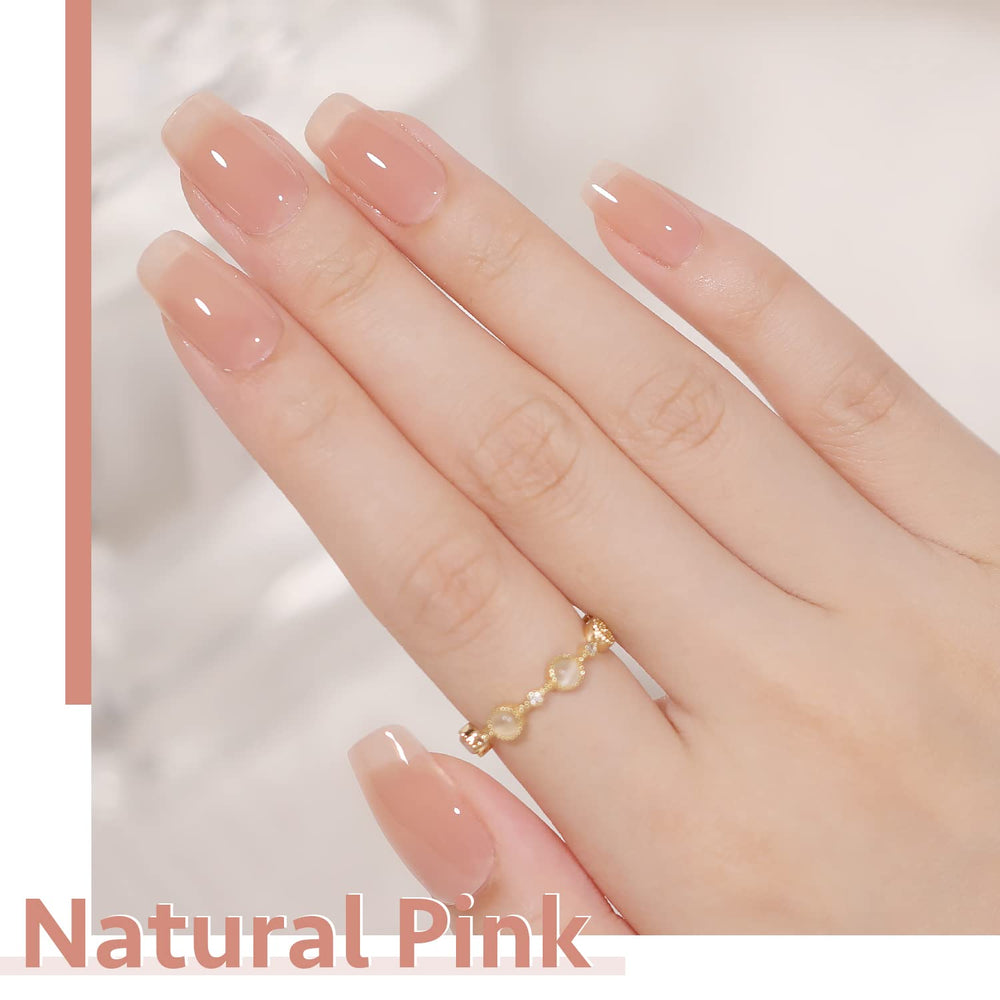 GAOY translucent gel polish swatch with smooth finish under LED light